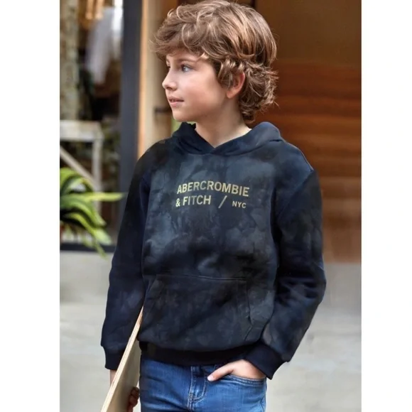 ABERCROMBIE KIDS • Dark Blue Tie Dye Hoodie Sweatshirt - Picture 2 of 5